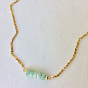 18k Gold Plated Necklace natural Amazonite gemstone